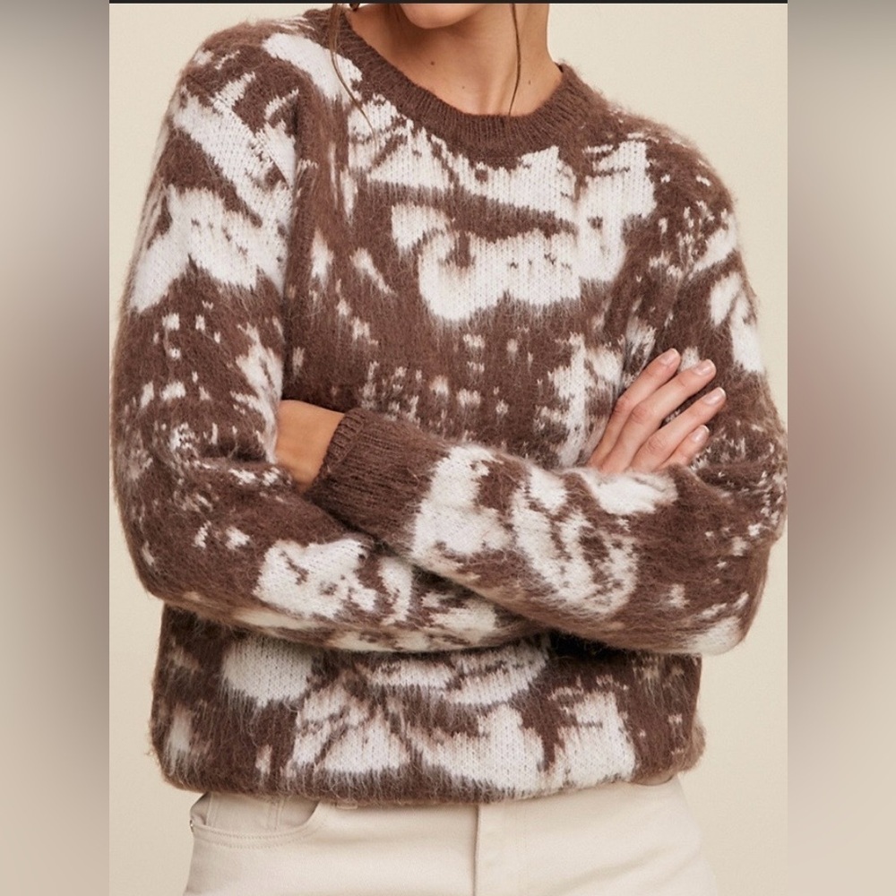 Listicle  Brown and Cream Crewneck Sweater - Picture 8 of 9